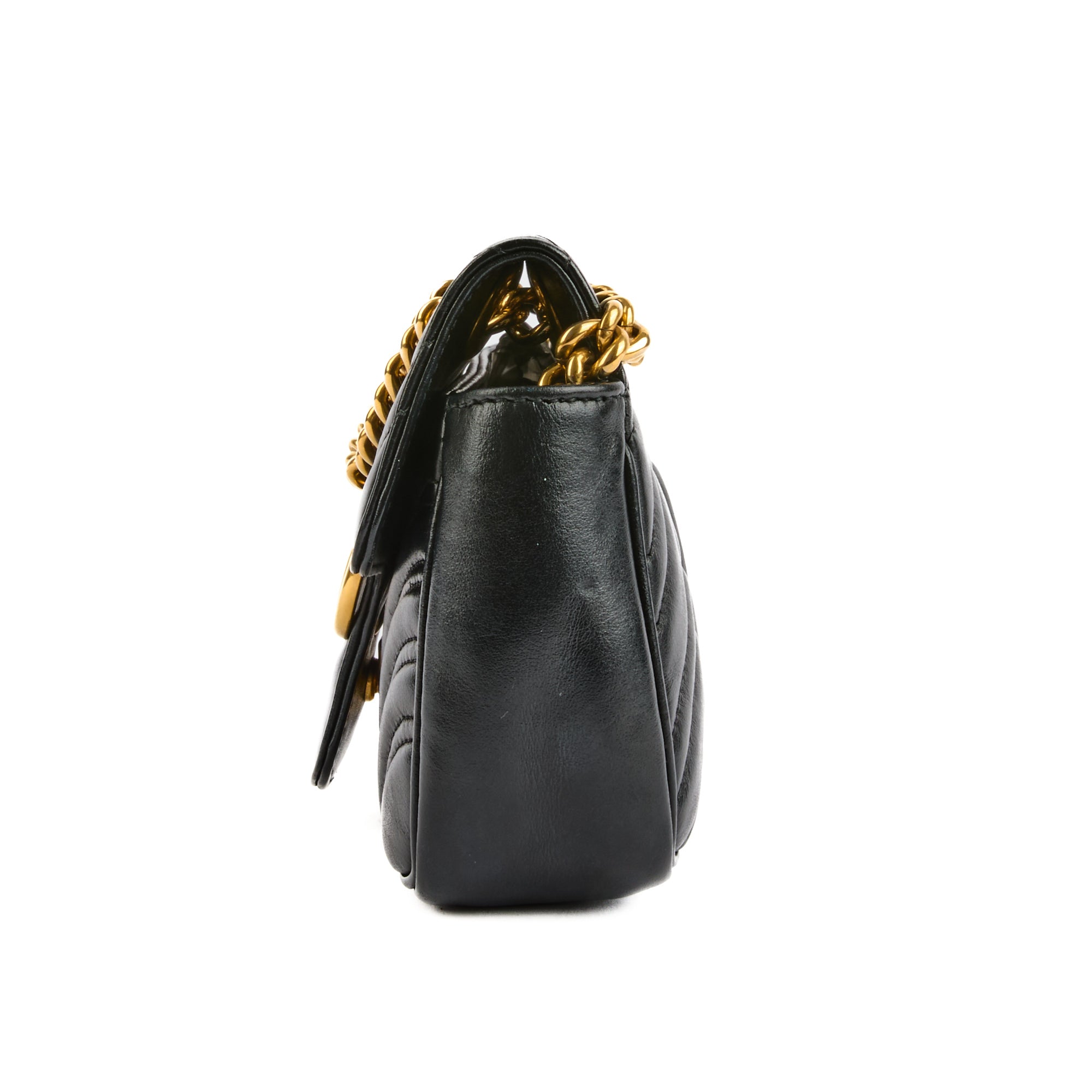 GUCCI - Sac à bandoulière Marmont PM cuir noir - Handbag