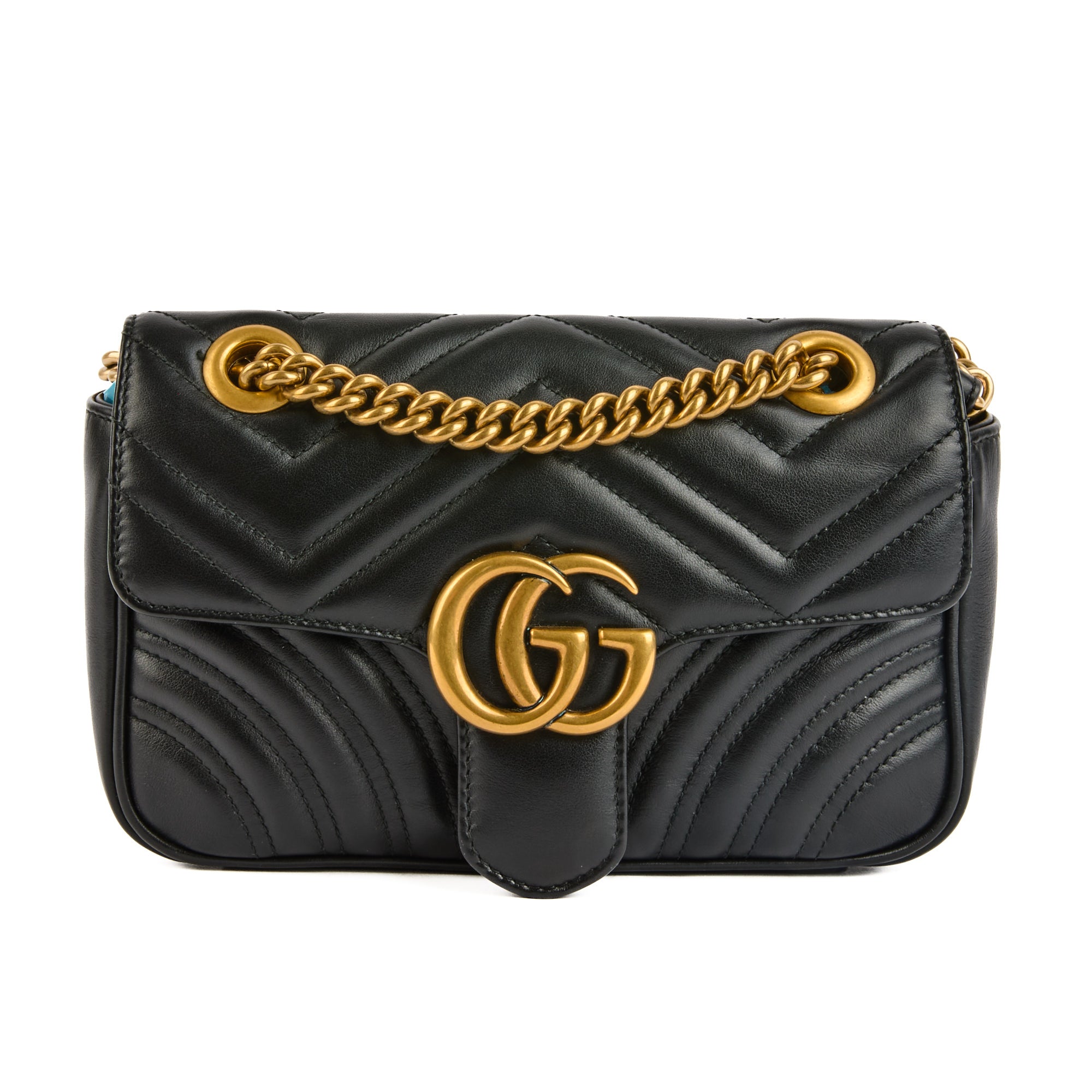 GUCCI - Sac à bandoulière Marmont PM cuir noir - Handbag