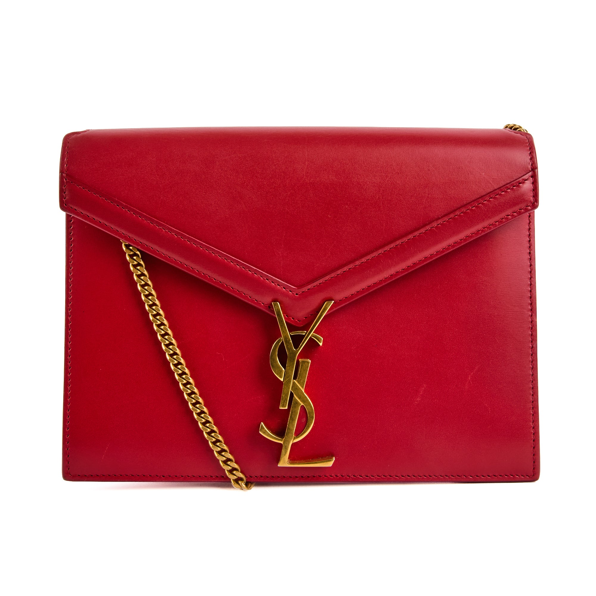 SAINT LAURENT - Sac à main Cassandra cuir rouge - Handbag