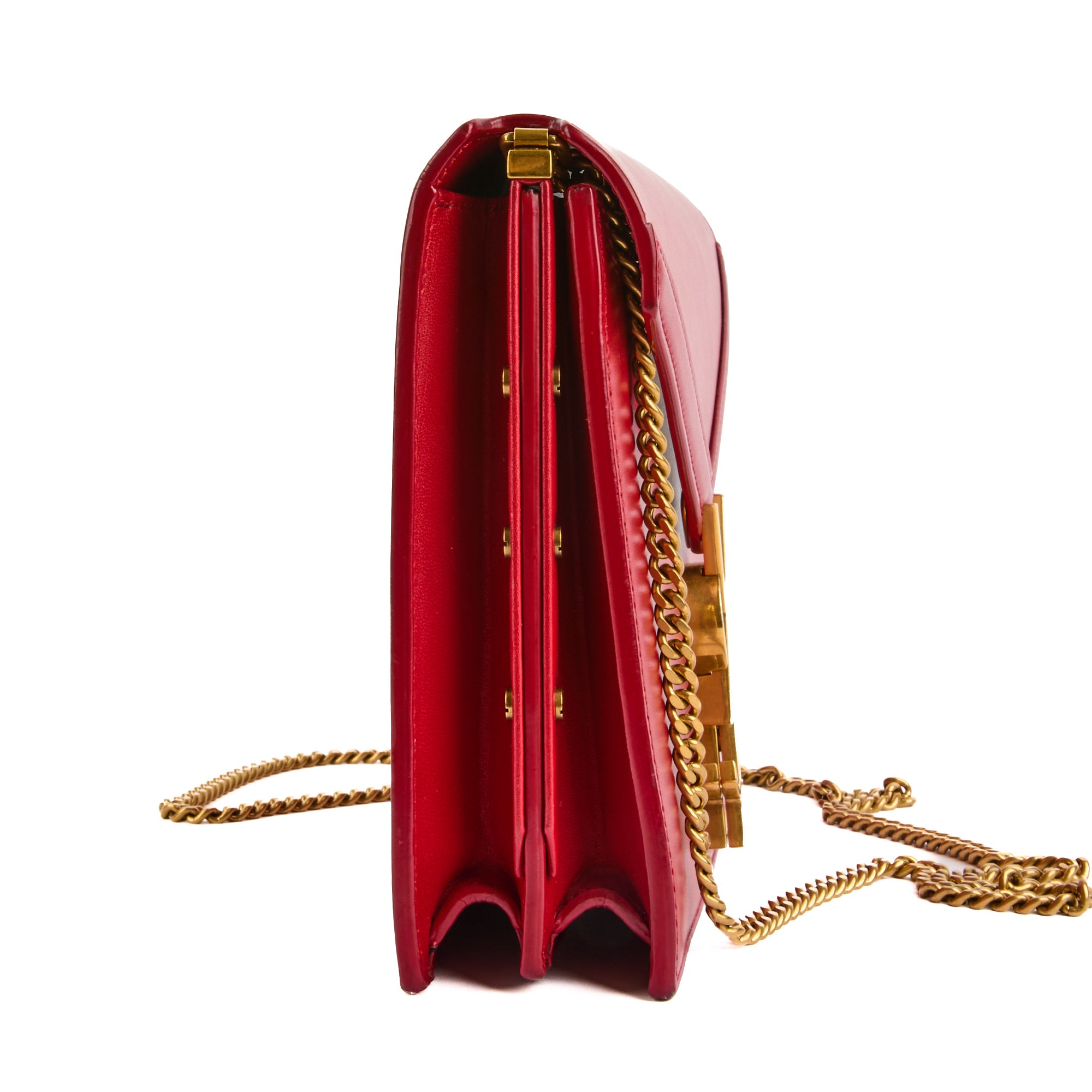SAINT LAURENT - Sac à main Cassandra cuir rouge - Handbag