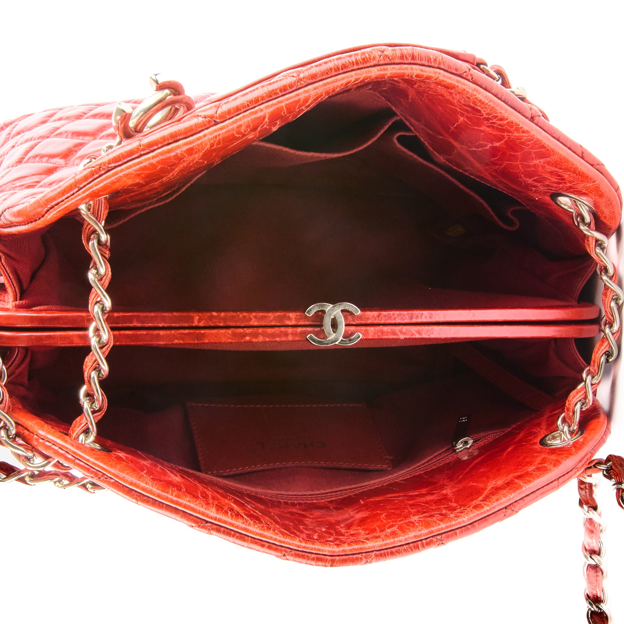 CHANEL - Sac à main Just Mademoiselle Logo CC cuir vernis rouge - Handbag