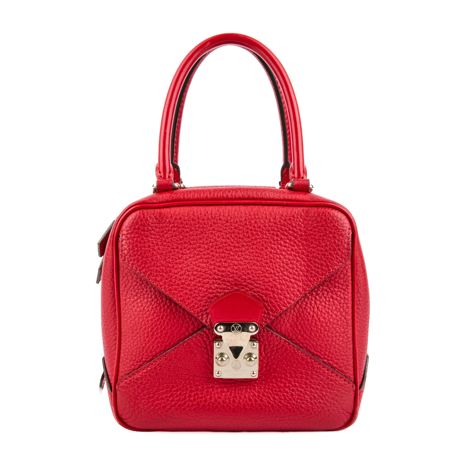LOUIS VUITTON - Sac à main Neo Square cuir grainé rouge - Handbag