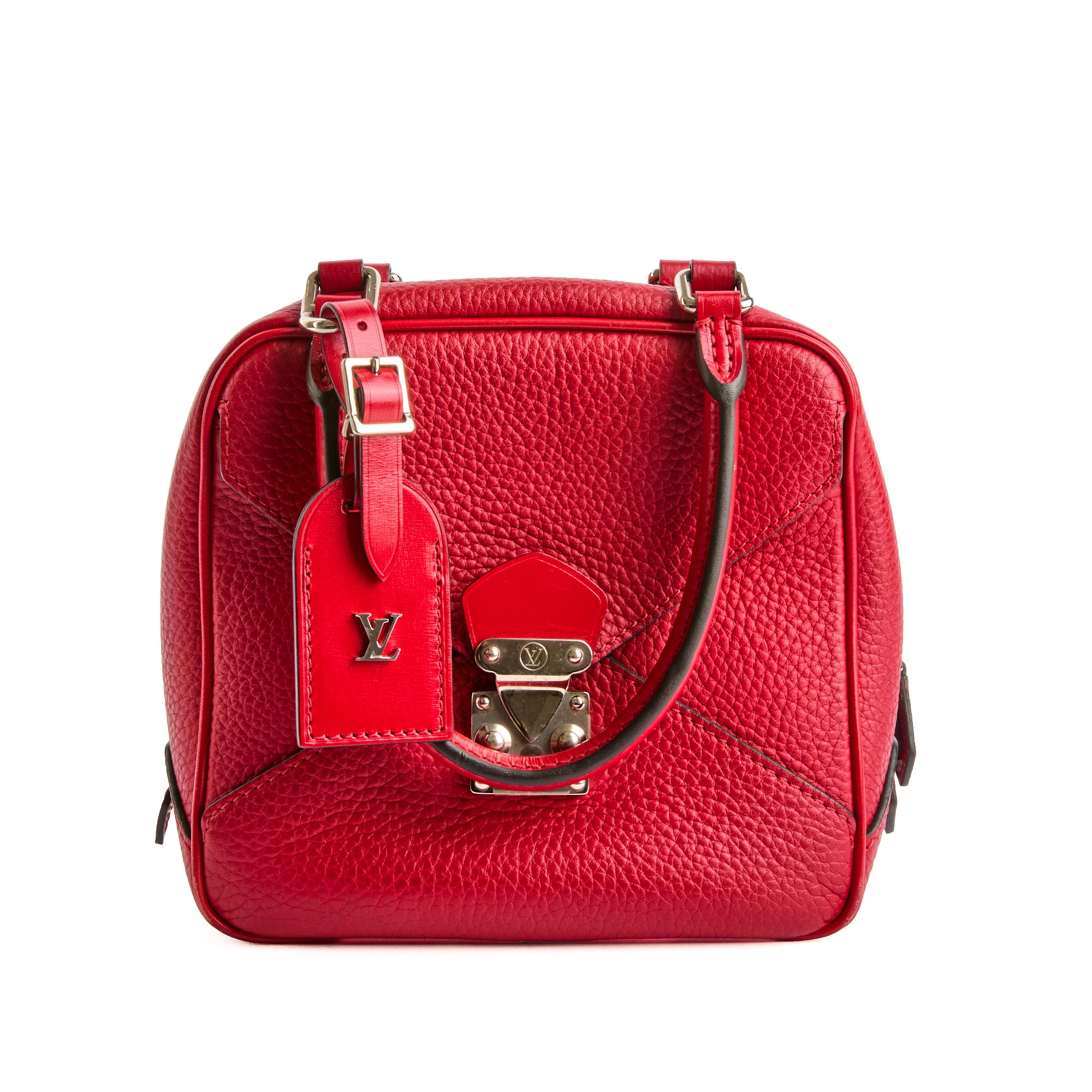 LOUIS VUITTON - Sac à main Neo Square cuir grainé rouge - Handbag