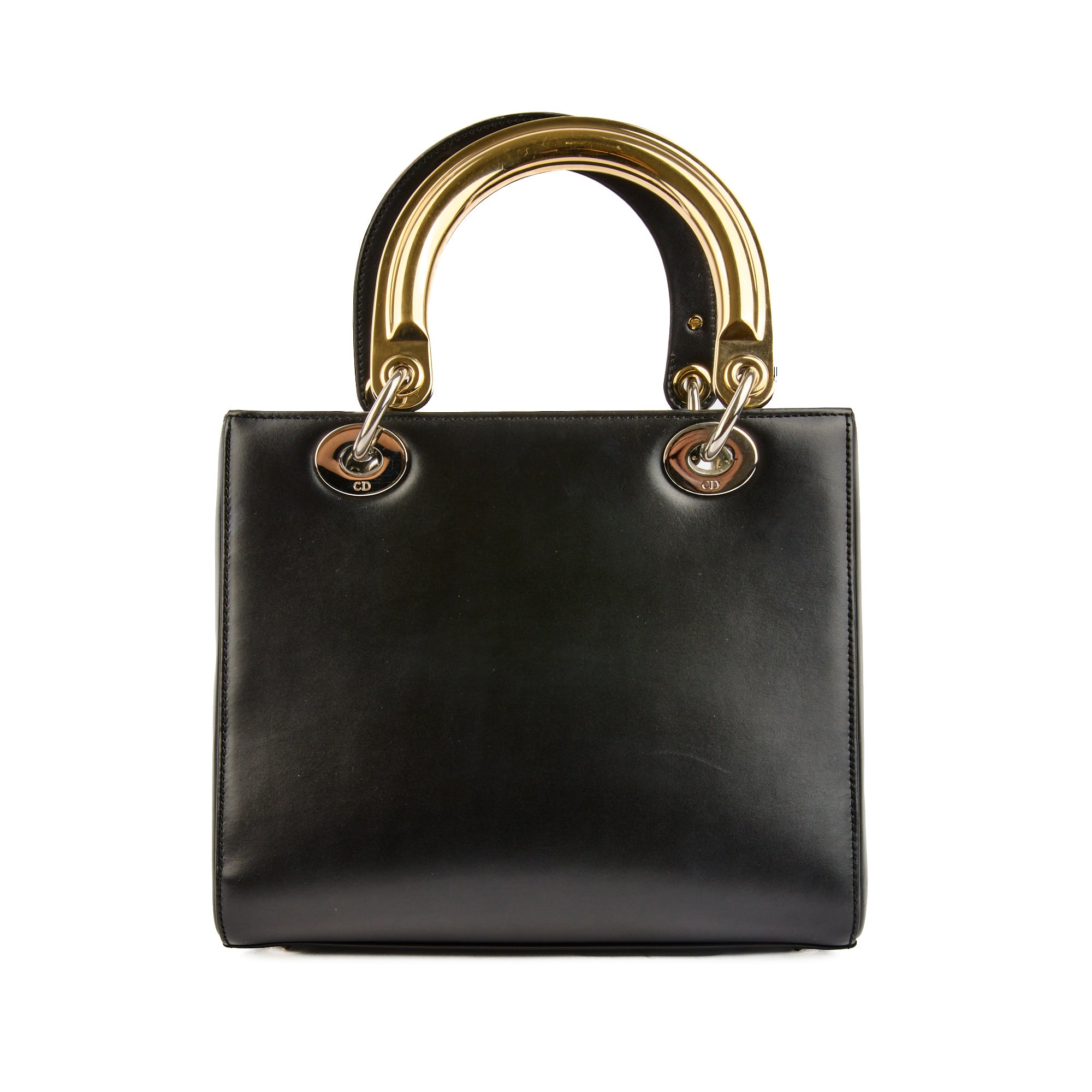 DIOR - Sac à main Lady Medium Dior Patch cuir noir - Hand Bag