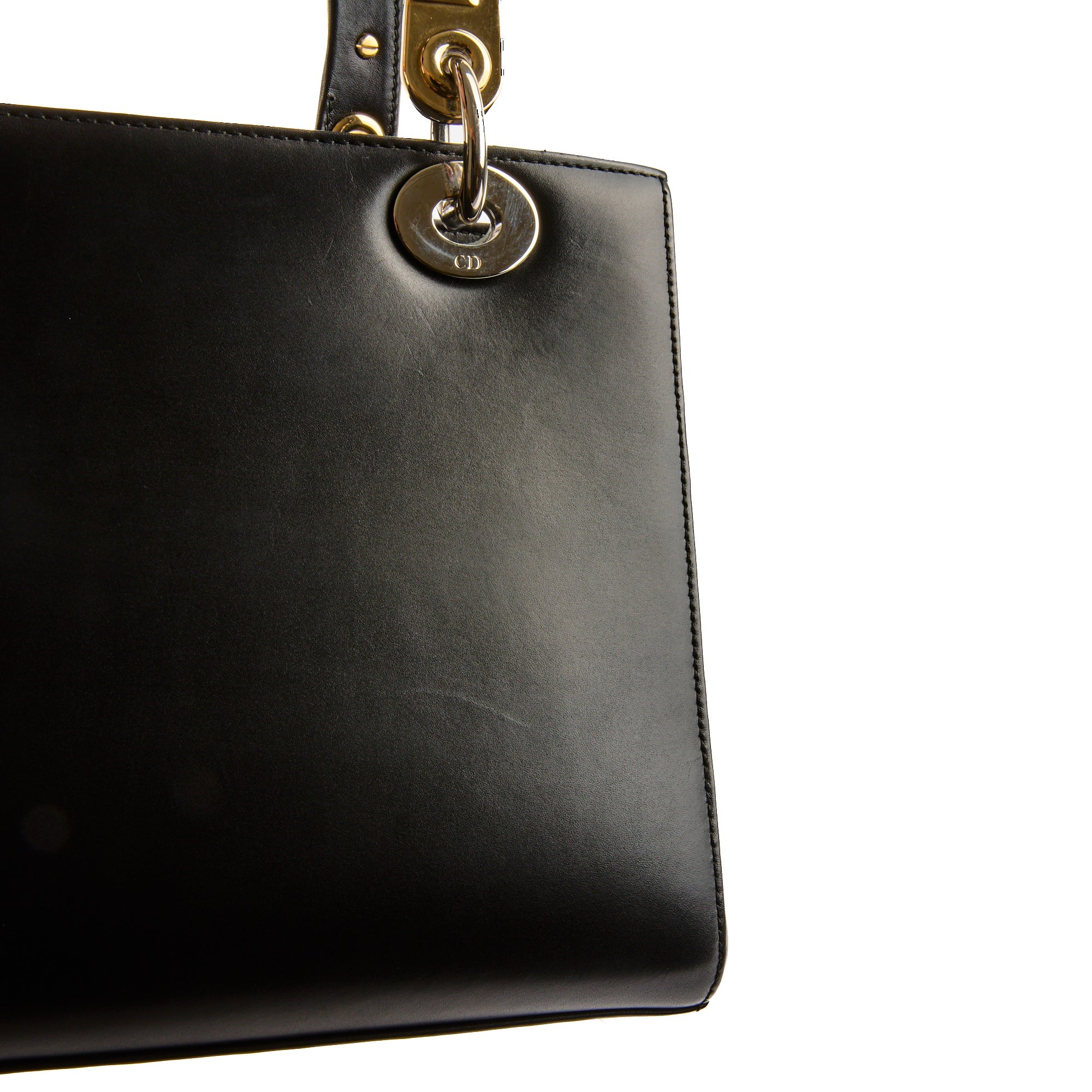 DIOR - Sac à main Lady Medium Dior Patch cuir noir - Hand Bag