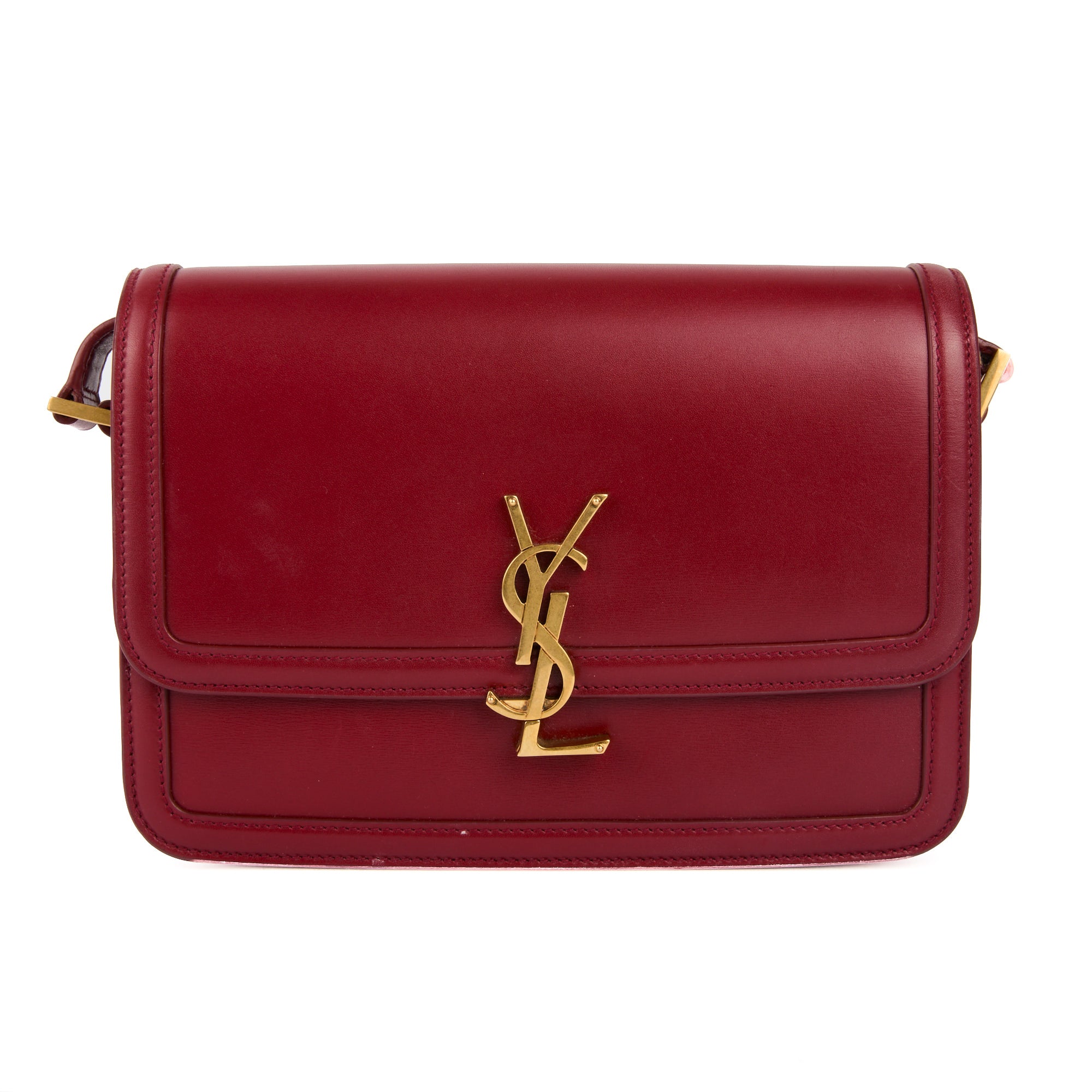 SAINT LAURENT - Sac bandoulière Solférino cuir bordeaux - Handbag