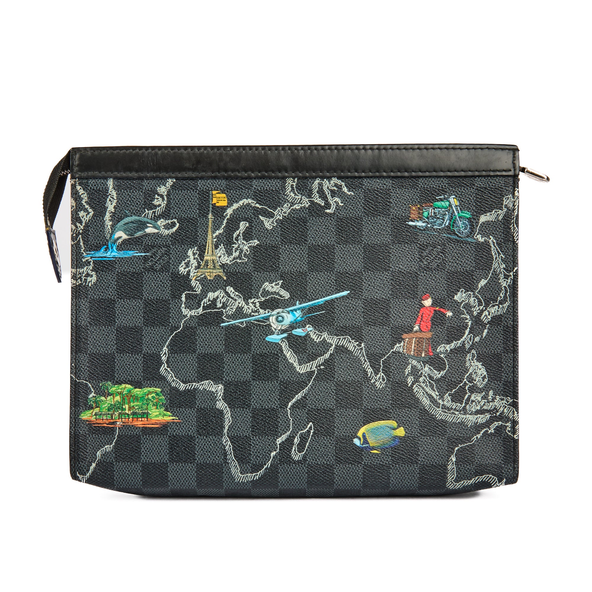 LOUIS VUITTON - Pochette Trousse Map World tour toile Damier Graphite - Clutch bag
