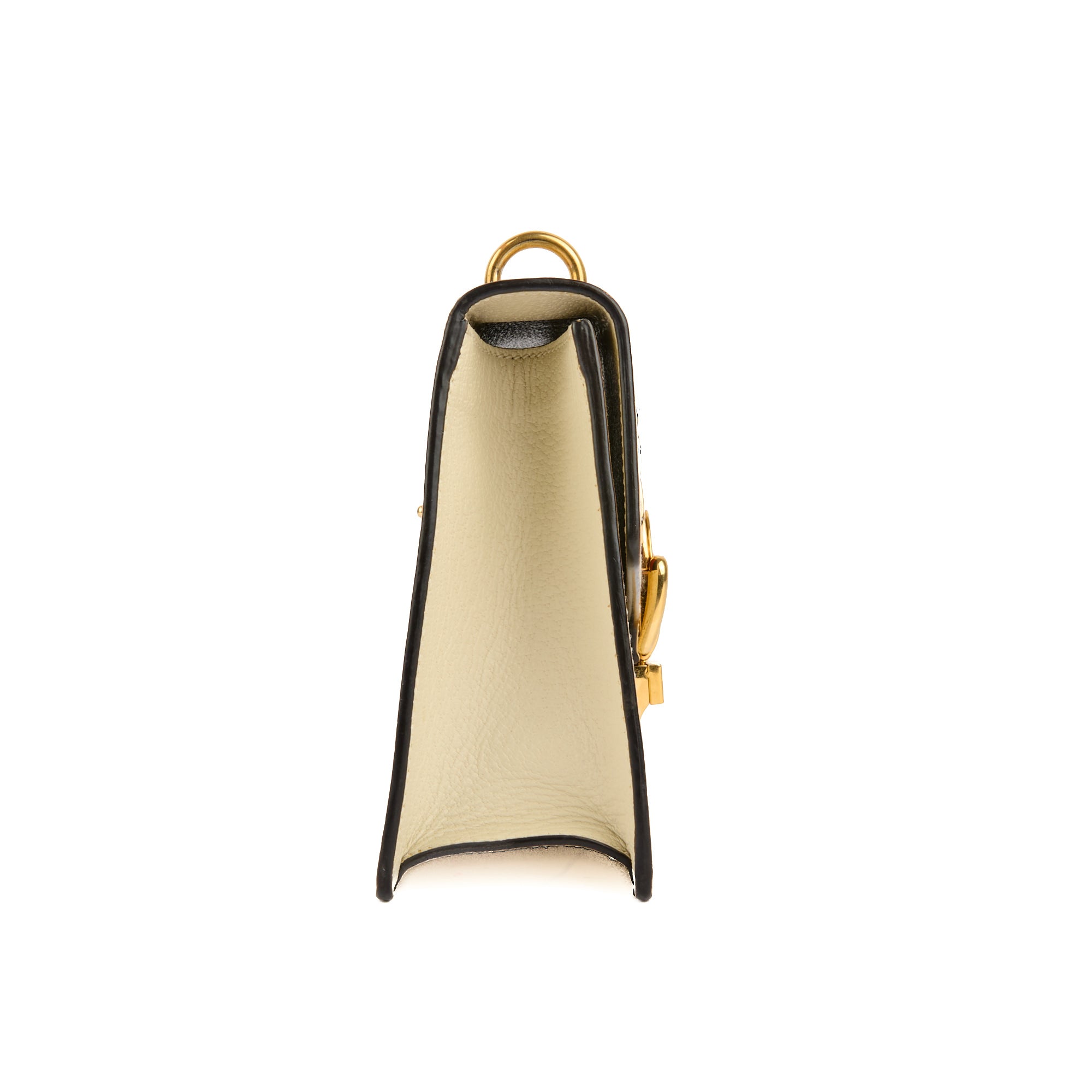 GUCCI - Sac bandoulière Sylvie Abeille bande web cuir blanc - Handbag