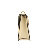 GUCCI - Sac bandoulière Sylvie Abeille bande web cuir blanc - Handbag