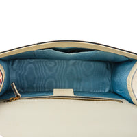 GUCCI - Sac bandoulière Sylvie Abeille bande web cuir blanc - Handbag