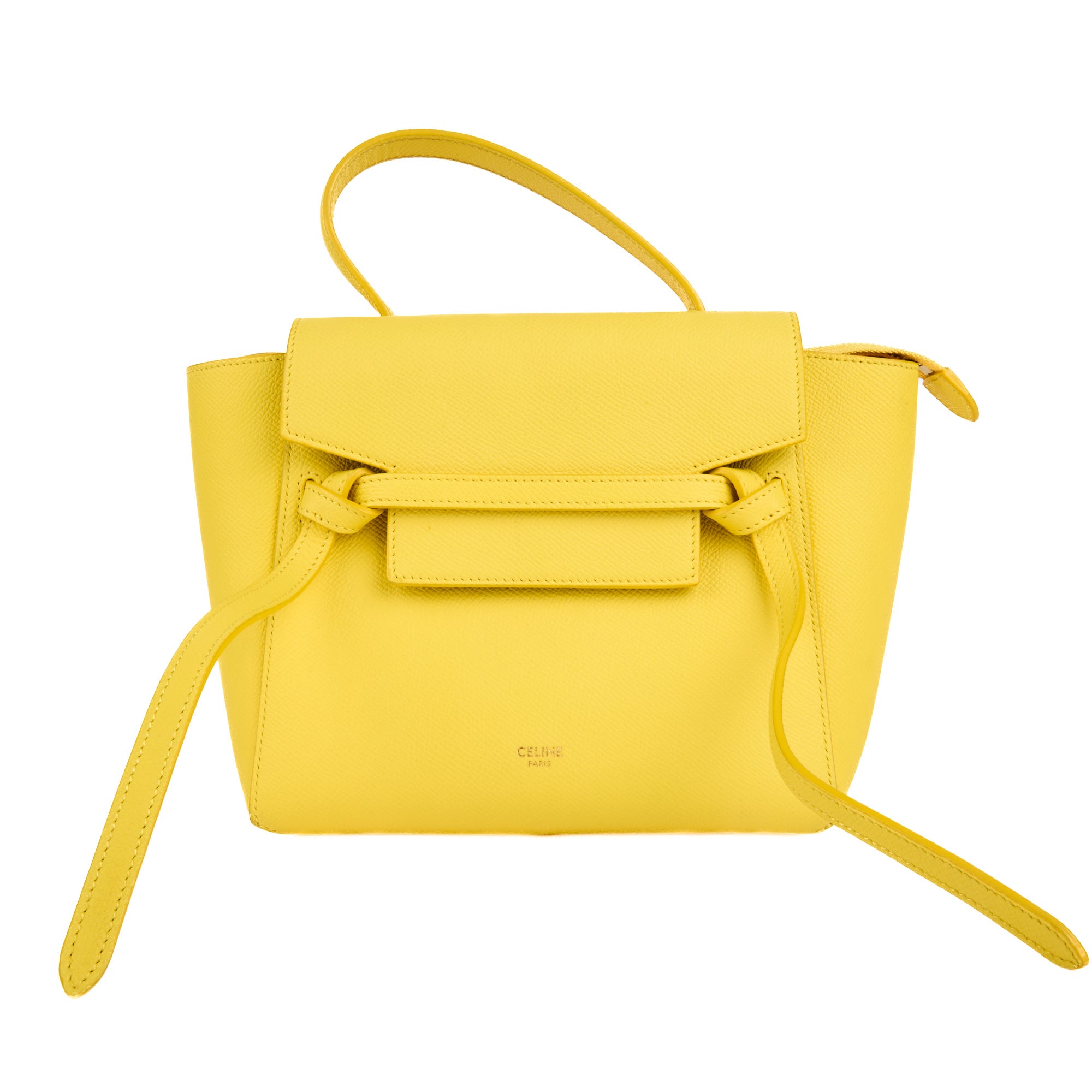 CELINE - Sac à main Belt Micro cuir grainé jaune - Handbag