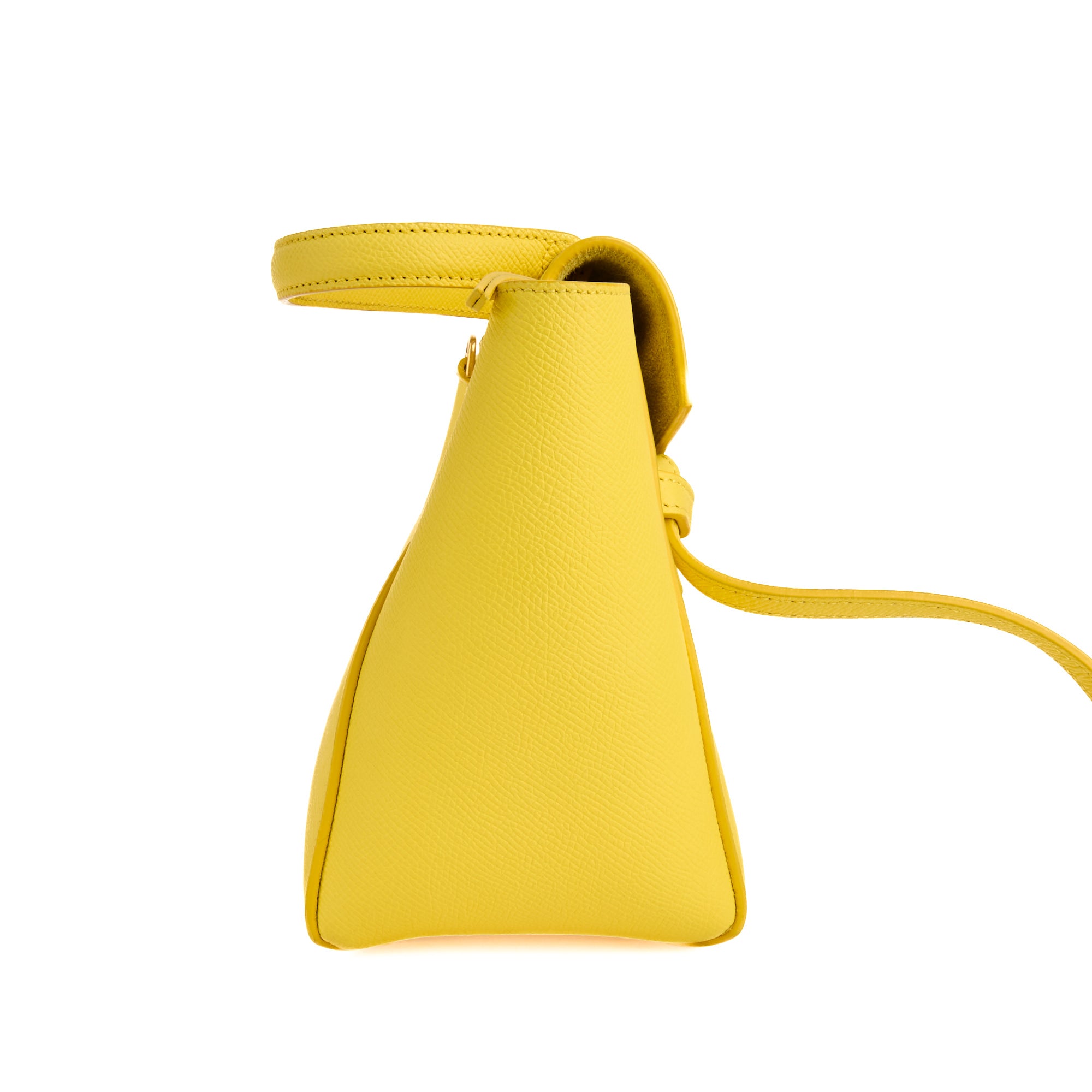 CELINE - Sac à main Belt Micro cuir grainé jaune - Handbag
