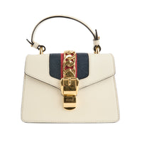 GUCCI - Sac bandoulière Sylvie Handle bande web cuir blanc - Handbag