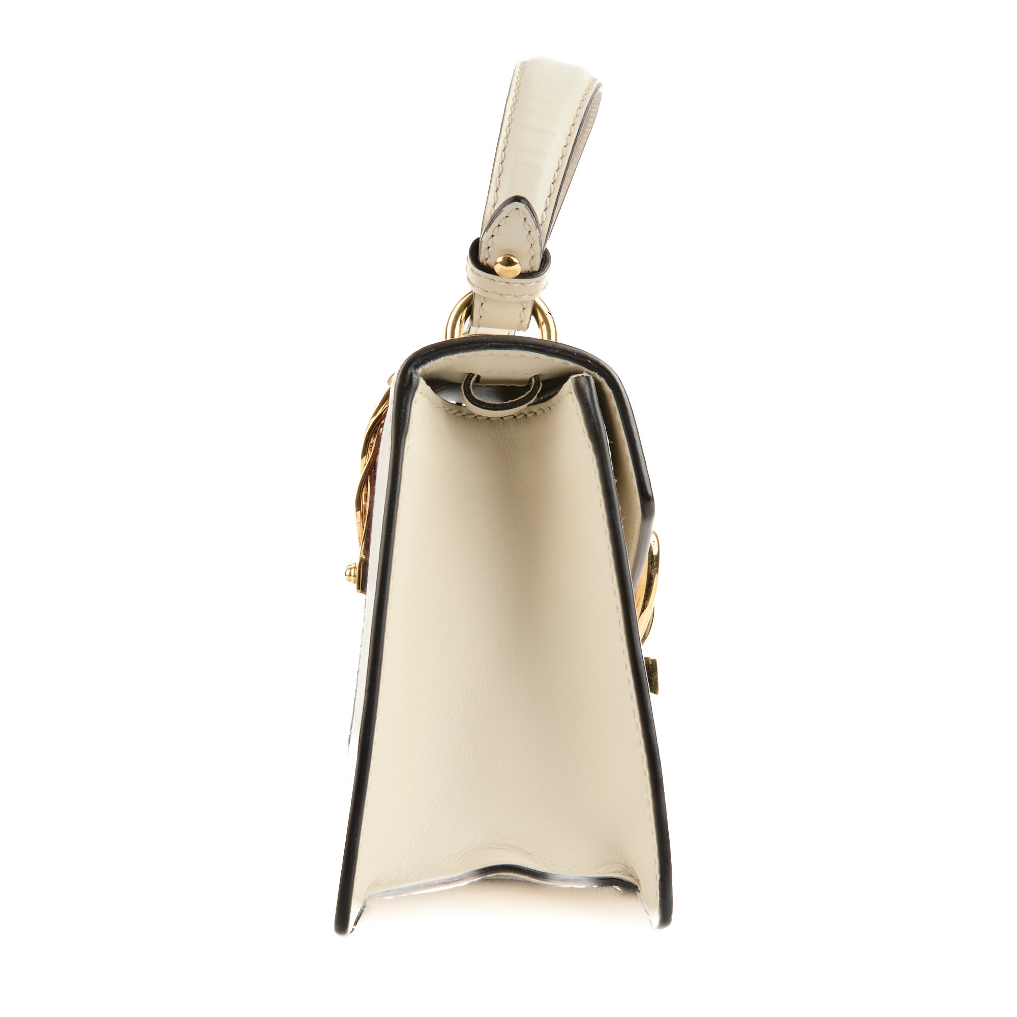GUCCI - Sac bandoulière Sylvie Handle bande web cuir blanc - Handbag