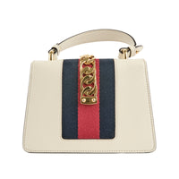 GUCCI - Sac bandoulière Sylvie Handle bande web cuir blanc - Handbag