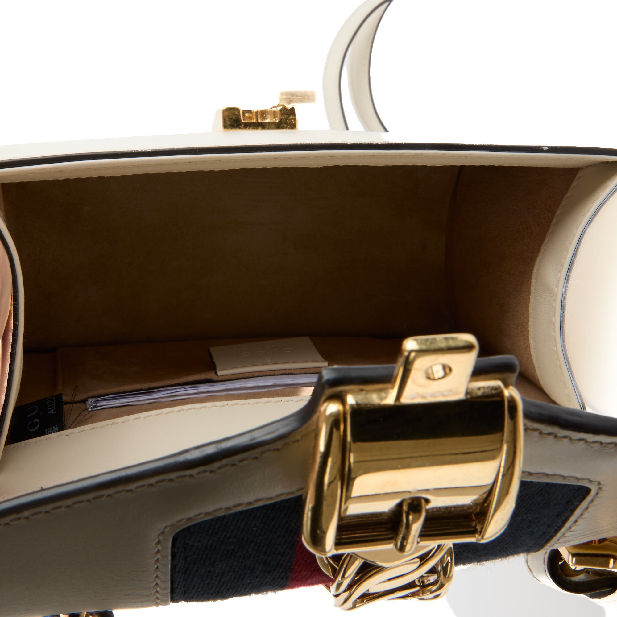 GUCCI - Sac bandoulière Sylvie Handle bande web cuir blanc - Handbag
