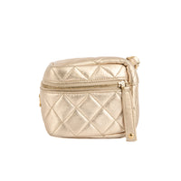CHANEL - Sac Pochette Mini Cube Logo CC cuir doré - Handbag