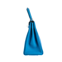 HERMES - Kelly II 28 Evercolor calfskin leather blue handbag