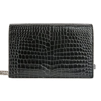 SAINT LAURENT - Sac à main Mini Kate cuir embossé crocodile noir - Handbag