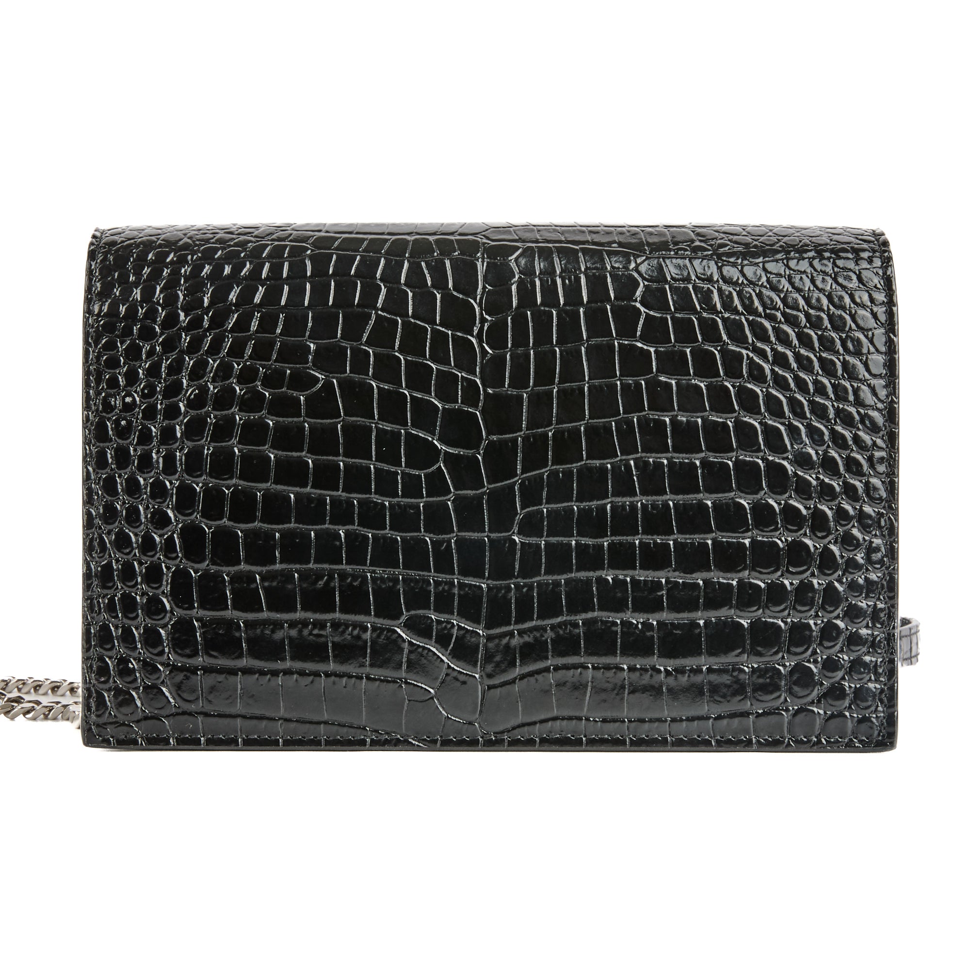 SAINT LAURENT - Sac à main Mini Kate cuir embossé crocodile noir - Handbag