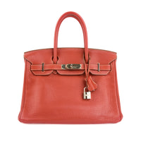 HERMES - Sac à main Birkin 30 cuir Taurillon Clémence rouge brique - Handbag