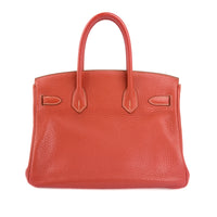 HERMES - Sac à main Birkin 30 cuir Taurillon Clémence rouge brique - Handbag