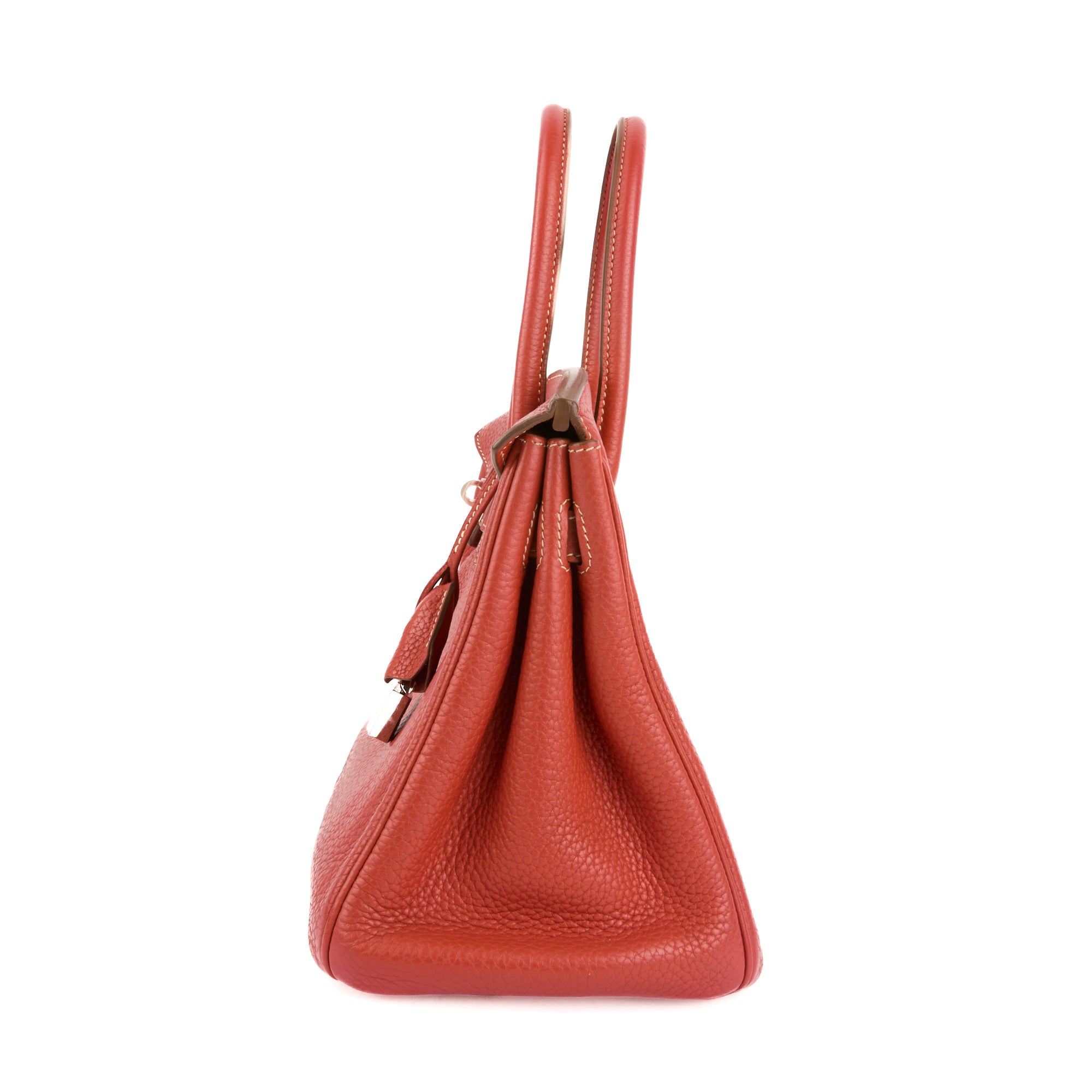 HERMES - Sac à main Birkin 30 cuir Taurillon Clémence rouge brique - Handbag