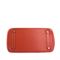 HERMES - Sac à main Birkin 30 cuir Taurillon Clémence rouge brique - Handbag