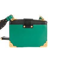 PRADA - Sac bandoulière Animalier Cahier cuir vert noir - Handbag