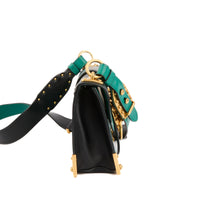 PRADA - Sac bandoulière Animalier Cahier cuir vert noir - Handbag