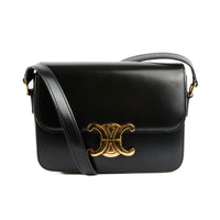 CELINE - Sac bandoulière Triomphe Teen cuir noir - Handbag
