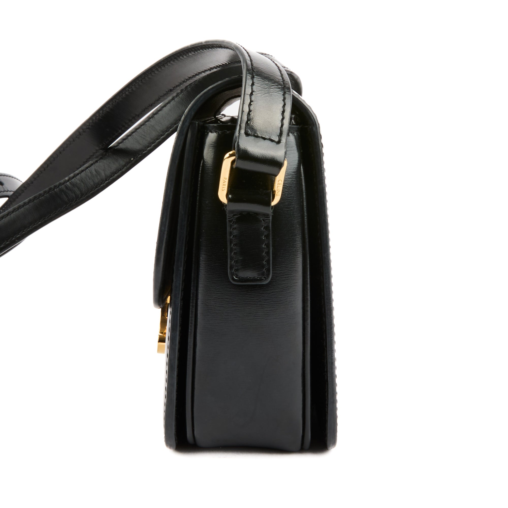 CELINE - Sac bandoulière Triomphe Teen cuir noir - Handbag