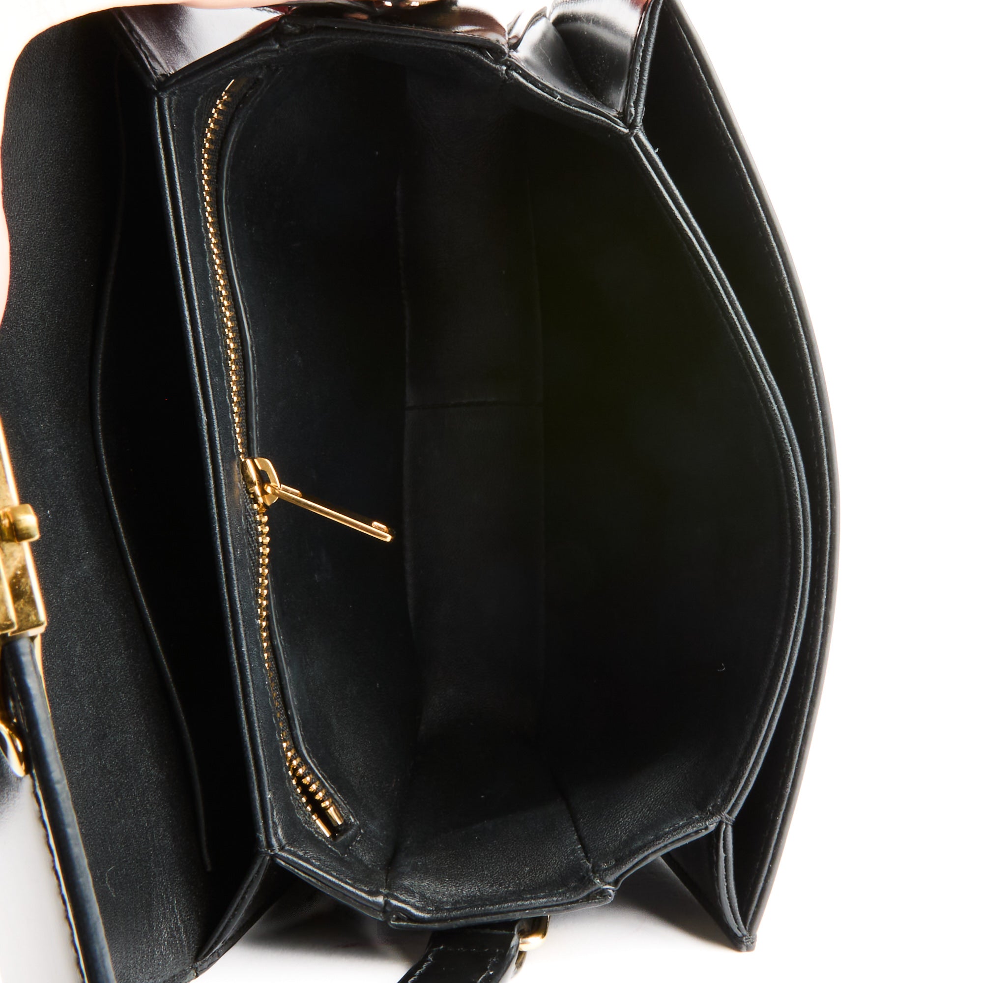 CELINE - Sac bandoulière Triomphe Teen cuir noir - Handbag