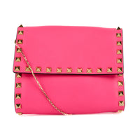 VALENTINO - Sac à main Rockstud mini cuir rose fluo - Handbag