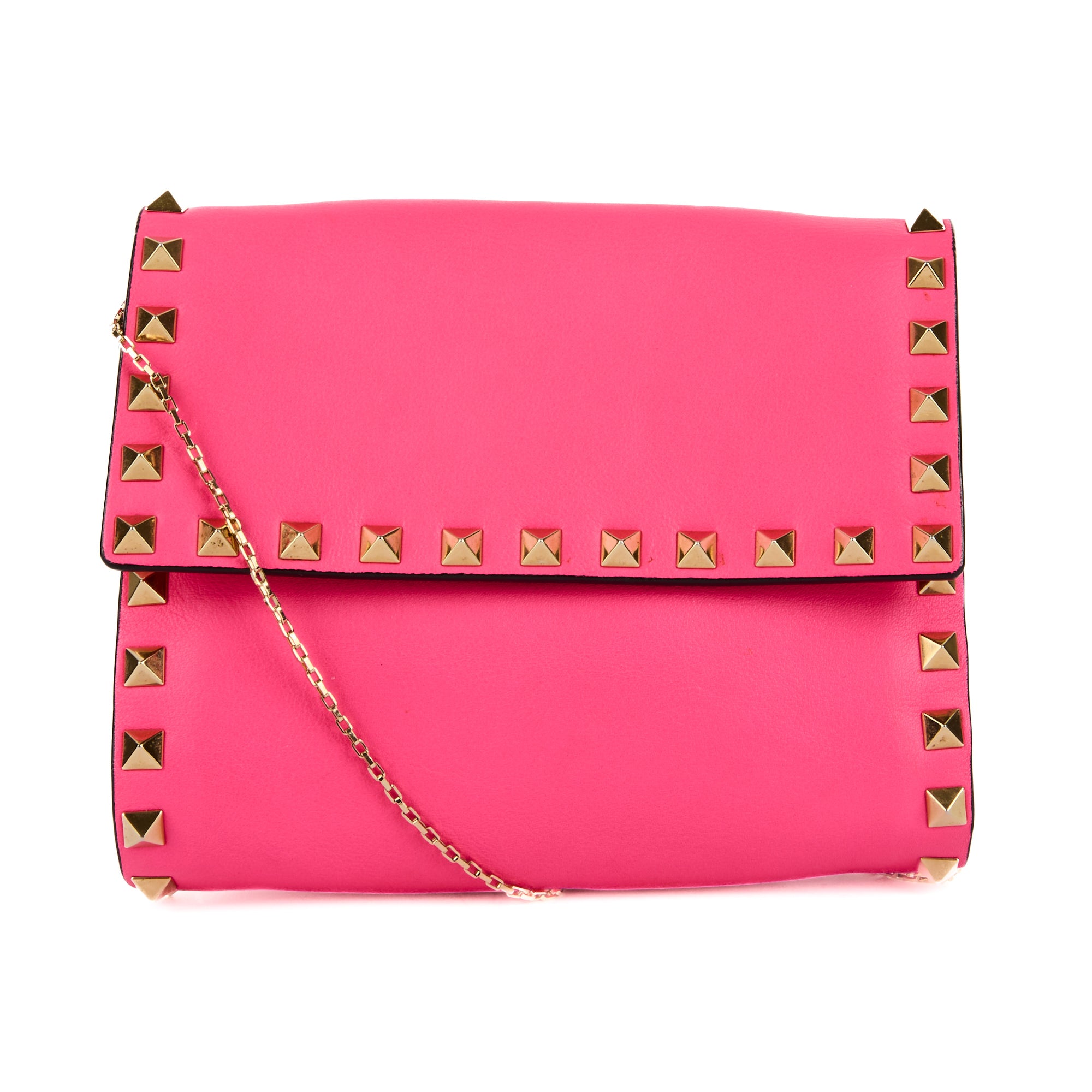 VALENTINO - Sac à main Rockstud mini cuir rose fluo - Handbag