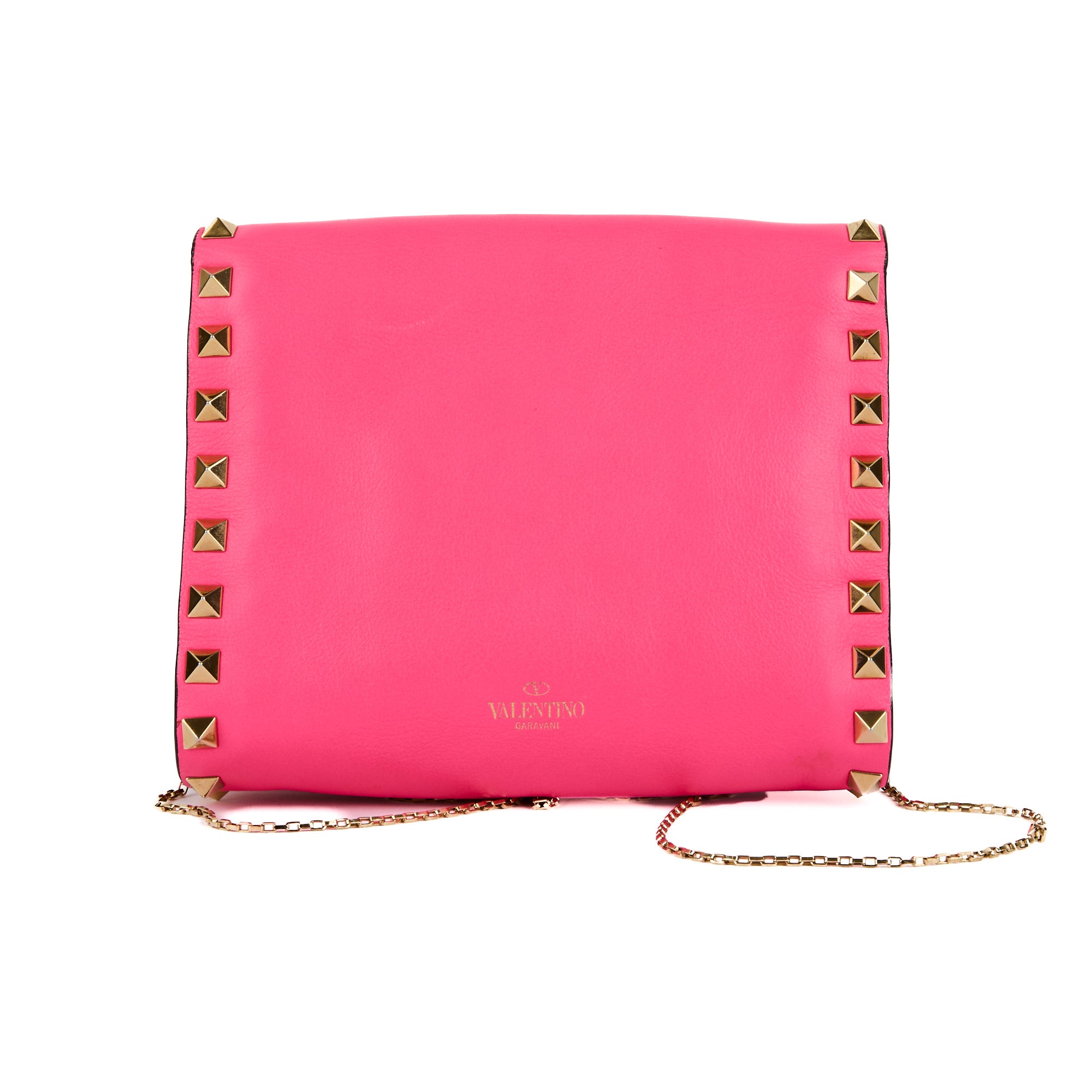 VALENTINO - Sac à main Rockstud mini cuir rose fluo - Handbag