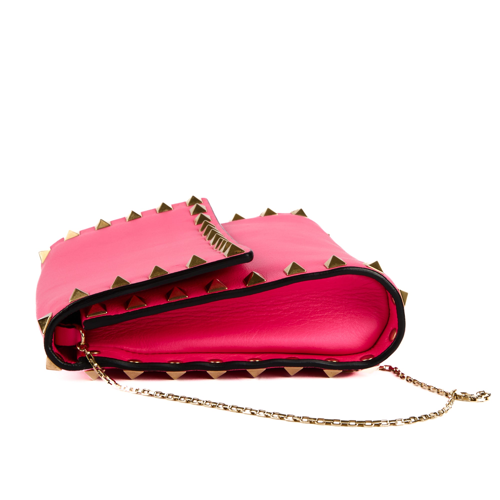 VALENTINO - Sac à main Rockstud mini cuir rose fluo - Handbag