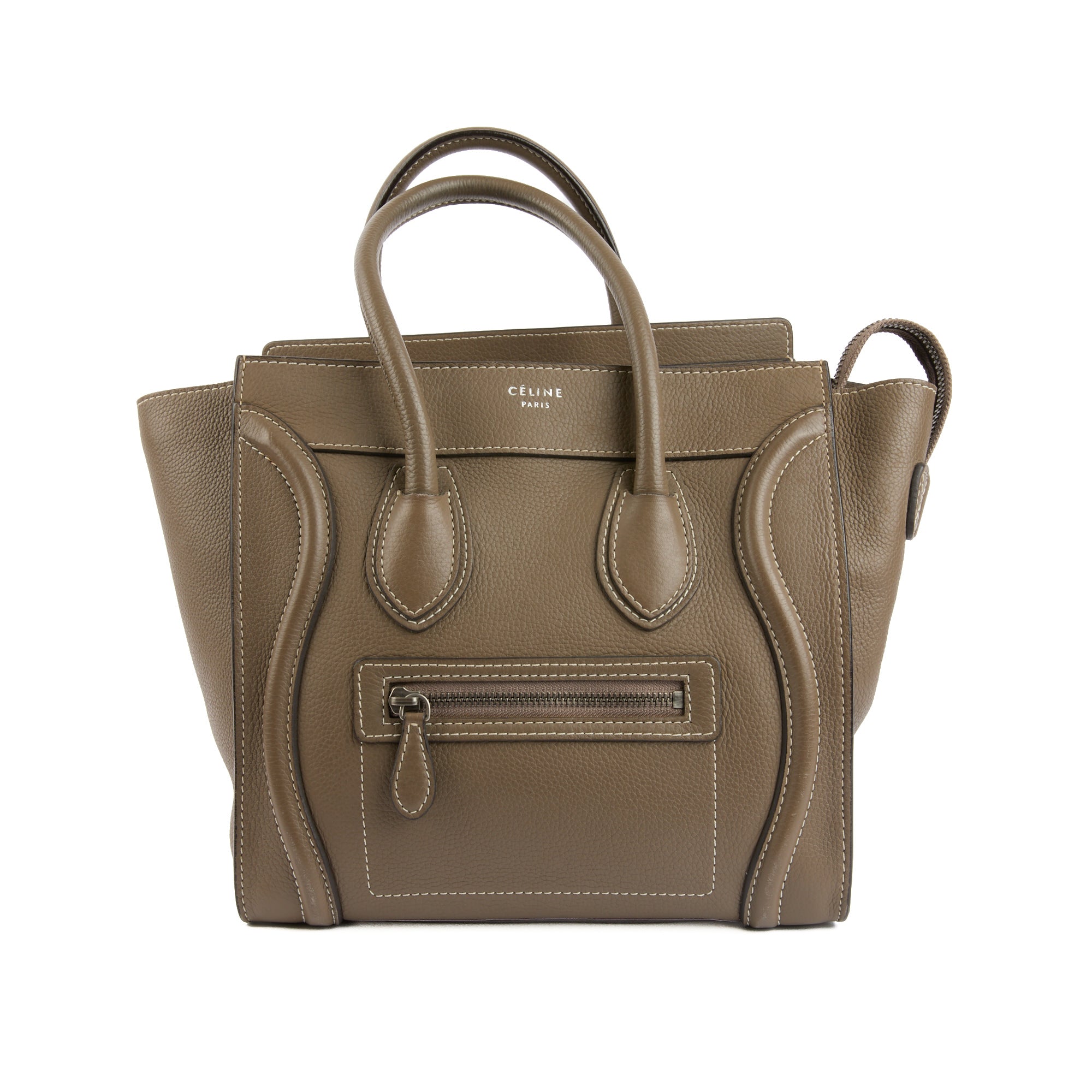 CELINE - Sac à main Luggage cuir grainé taupe - Handbag
