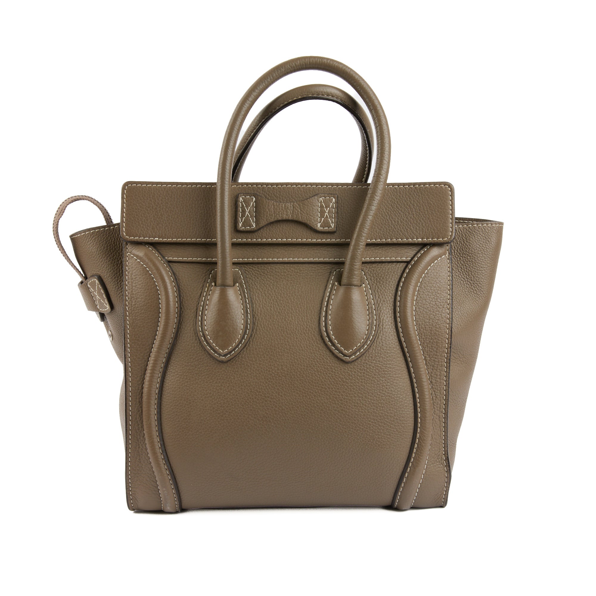 CELINE - Sac à main Luggage cuir grainé taupe - Handbag