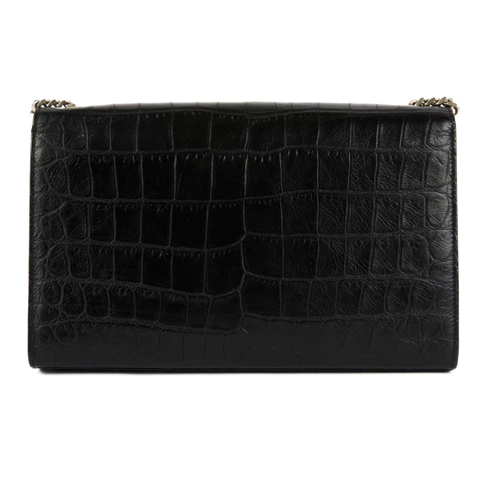 SAINT LAURENT - Sac à main Mini Kate cuir embossé crocodile noir - Handbag