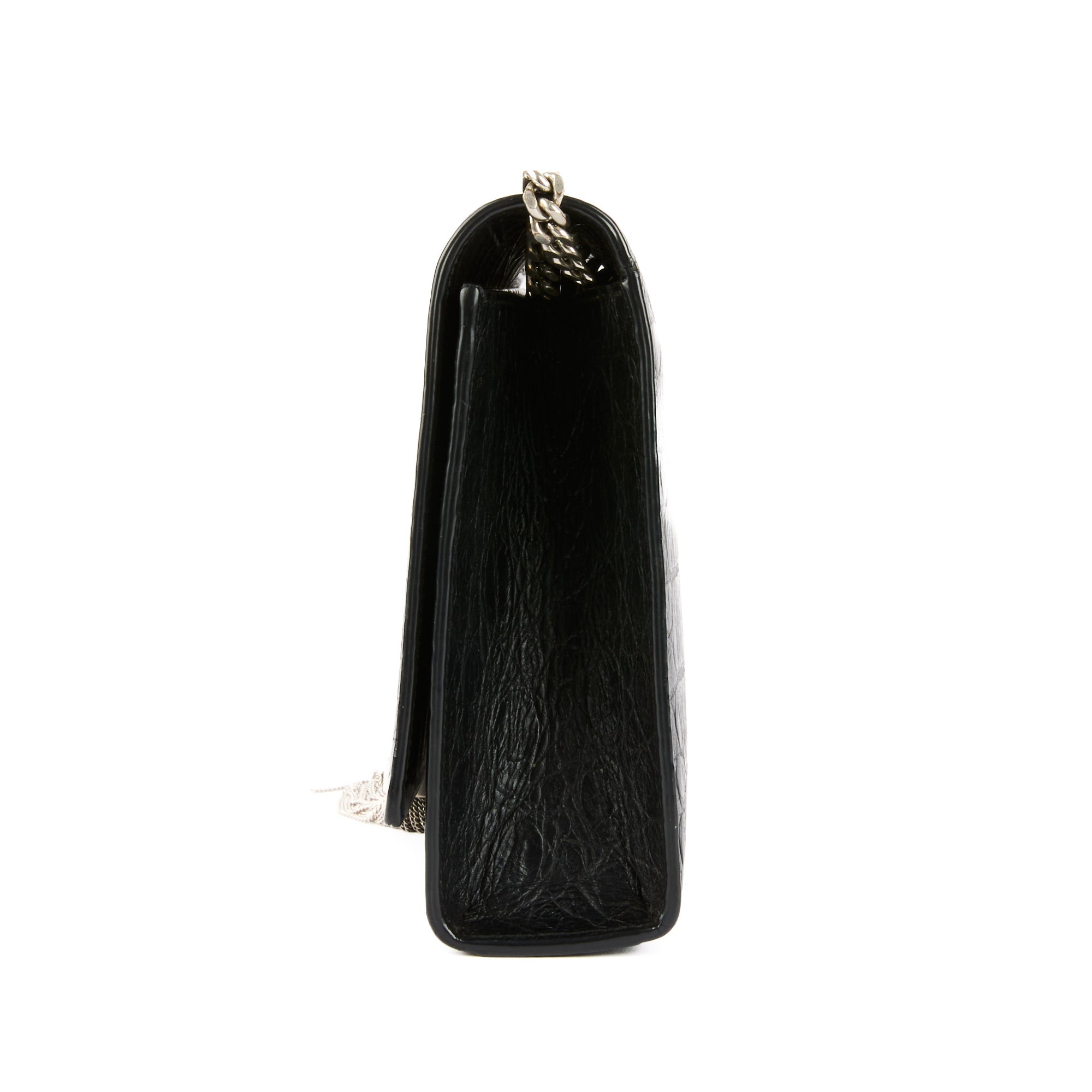 SAINT LAURENT - Sac à main Mini Kate cuir embossé crocodile noir - Handbag