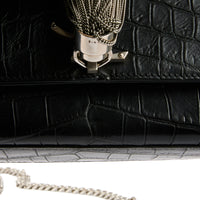 SAINT LAURENT - Sac à main Mini Kate cuir embossé crocodile noir - Handbag