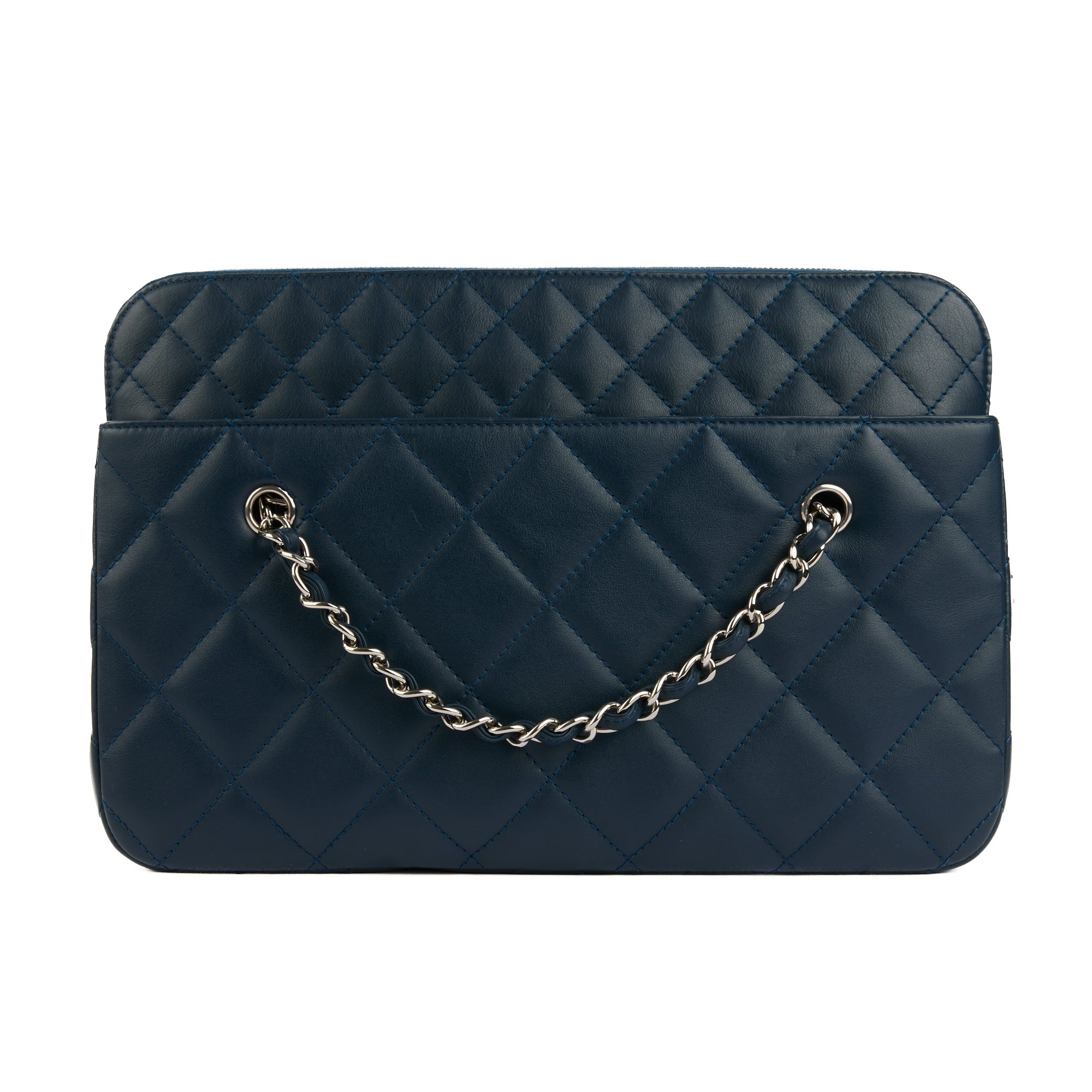 CHANEL - Sac à main Shopping Tote cuir bleu - Handbag