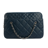 CHANEL - Sac à main Shopping Tote cuir bleu - Handbag