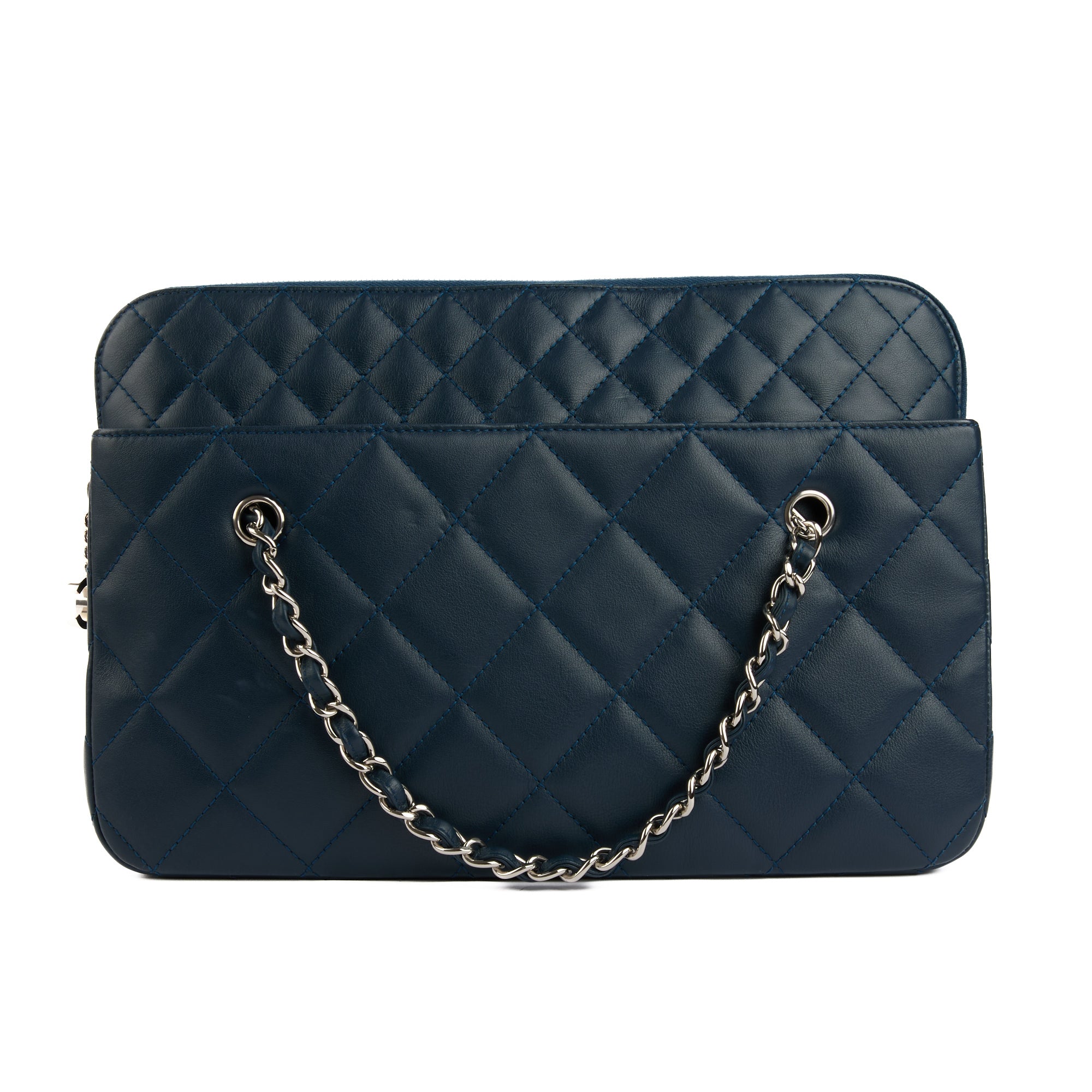 CHANEL - Sac à main Shopping Tote cuir bleu - Handbag