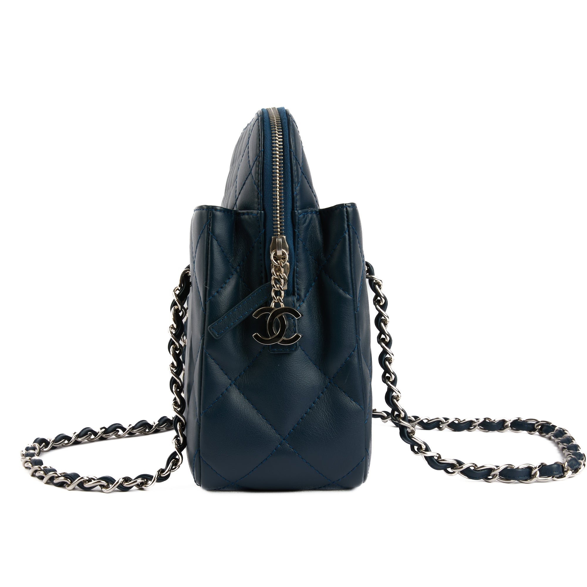 CHANEL - Sac à main Shopping Tote cuir bleu - Handbag
