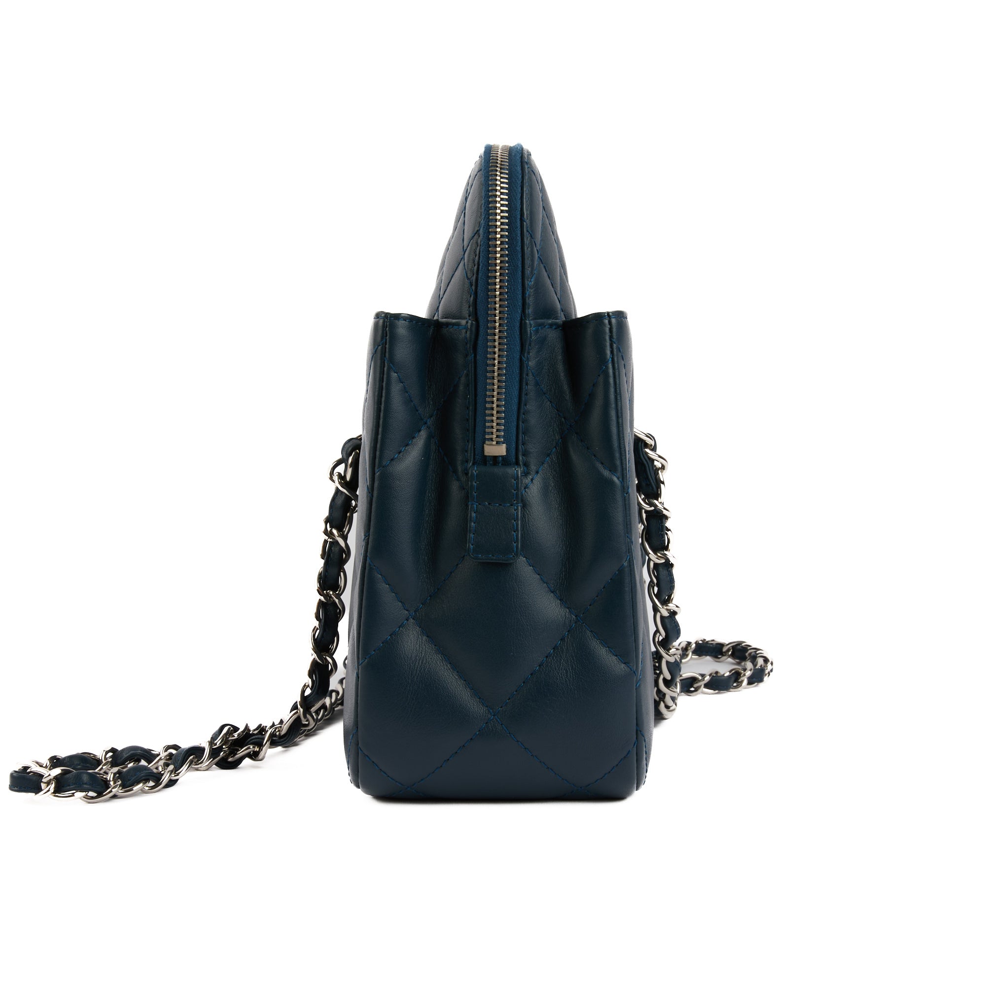 CHANEL - Sac à main Shopping Tote cuir bleu - Handbag