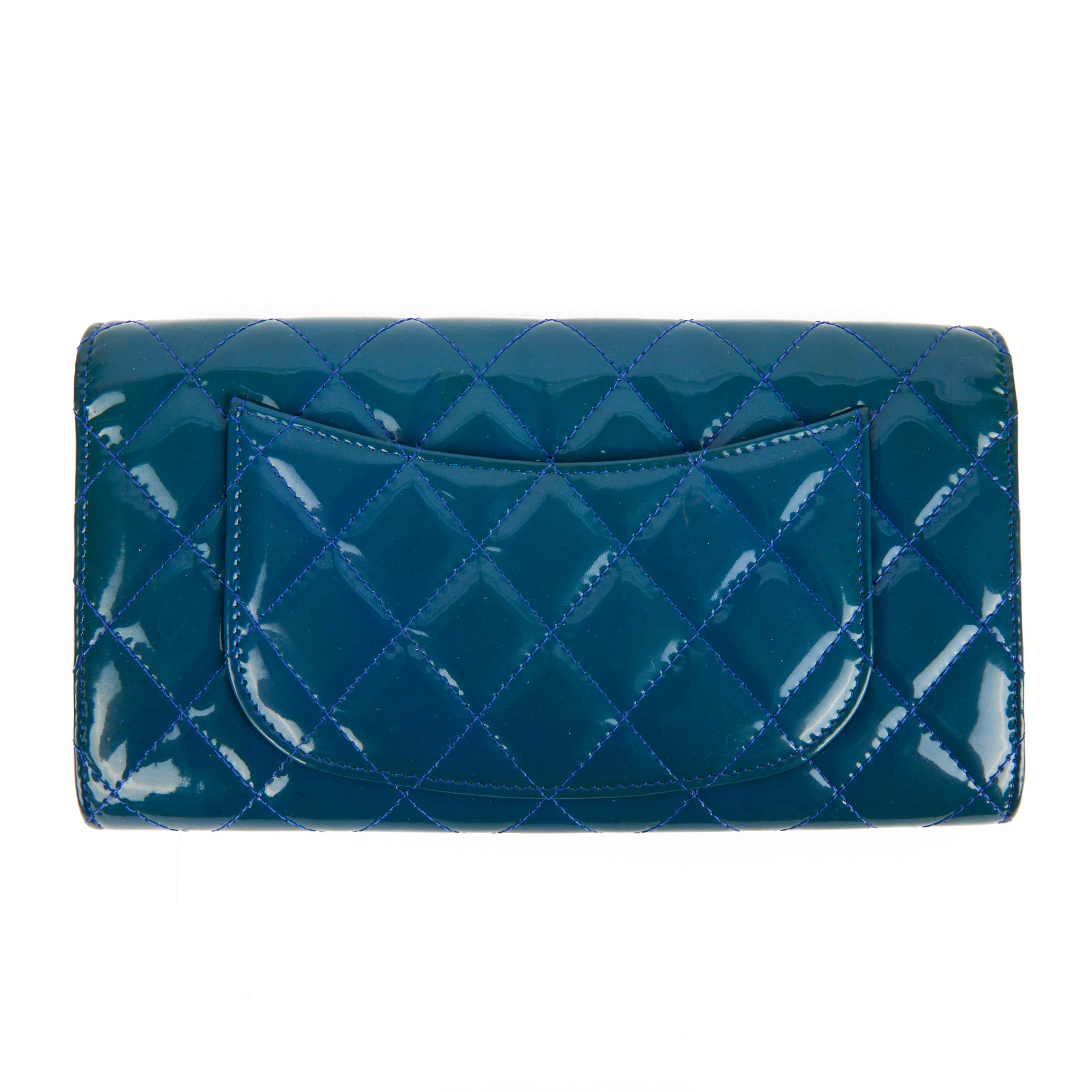 CHANEL - Portefeuille Timeless CC Classique cuir vernis bleu - Handbag