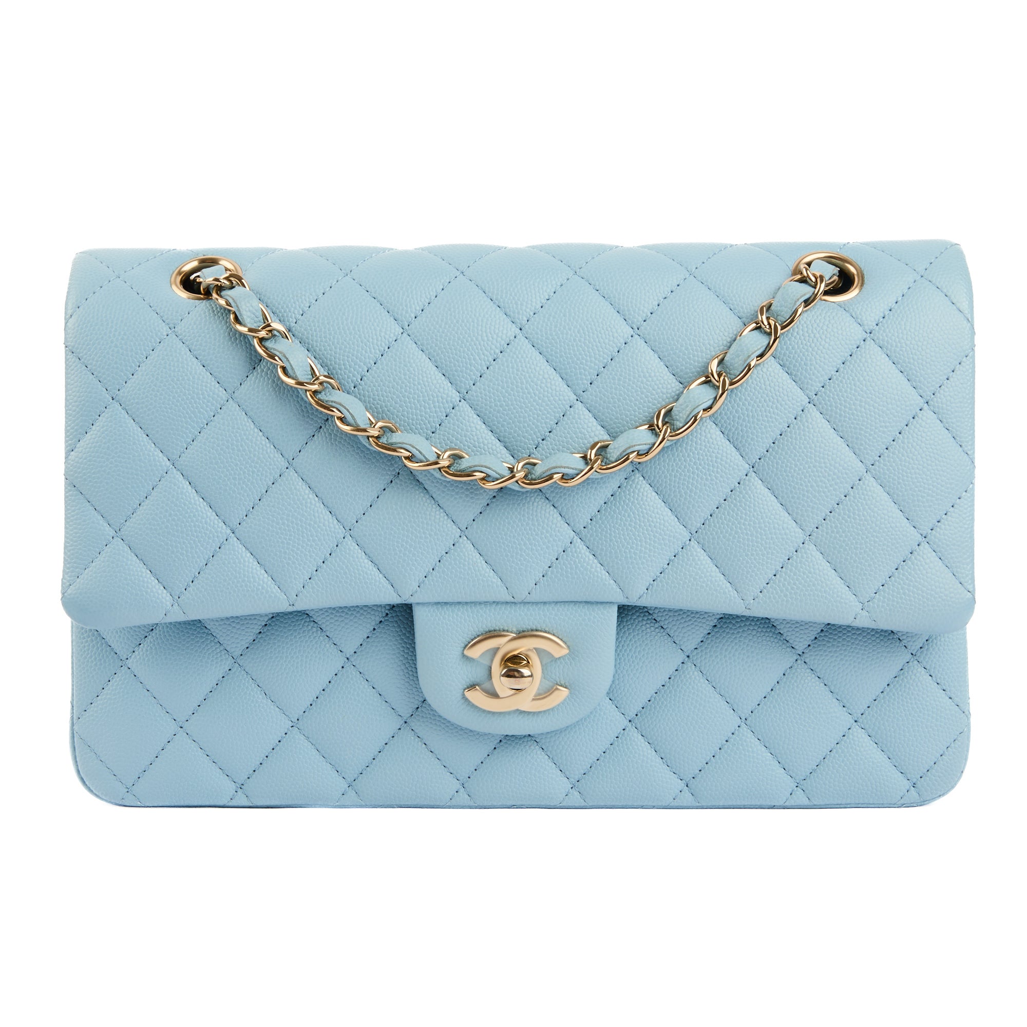 CHANEL - Sac bandoulière Timeless Medium 11.12 cuir caviar bleu - Handbag