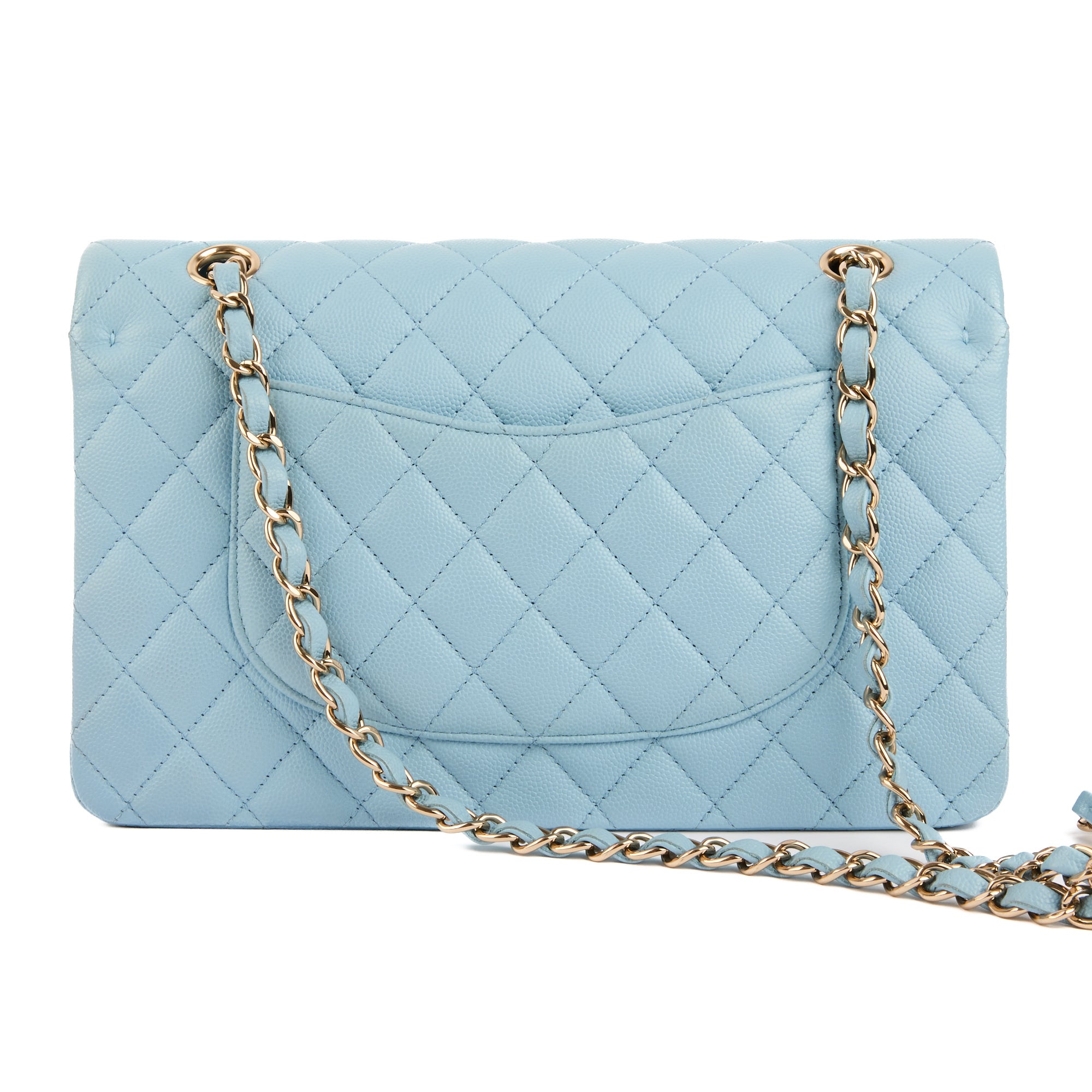 CHANEL - Sac bandoulière Timeless Medium 11.12 cuir caviar bleu - Handbag